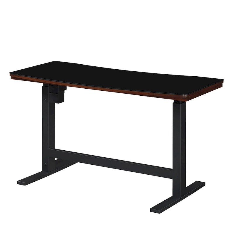 Bureau assis-debout réglable en hauteur avec plateau en verre et station de recharge USB
