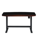 Bureau assis-debout réglable en hauteur avec plateau en verre et station de recharge USB
