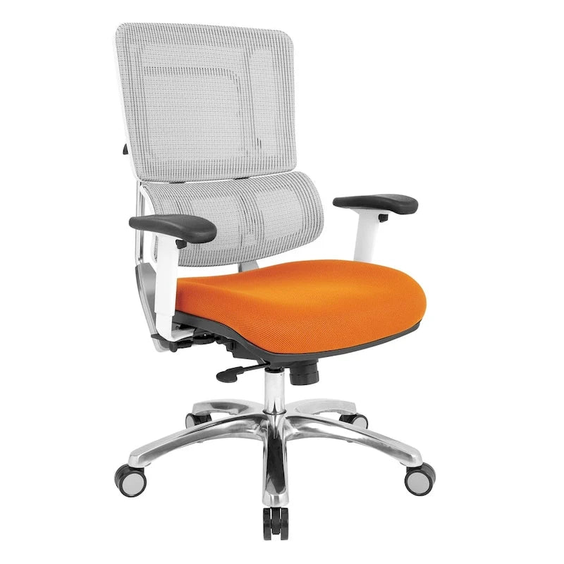 Fauteuil de direction ergonomique en maille respirante avec support lombaire réglable et assise en tissu personnalisé