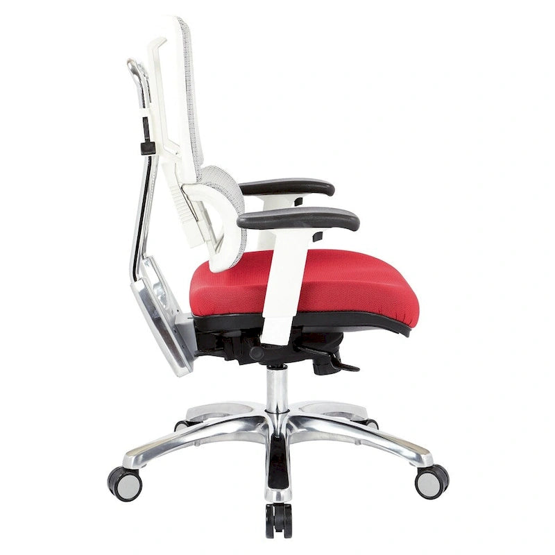 Fauteuil de direction ergonomique en maille respirante avec support lombaire réglable et assise en tissu personnalisé