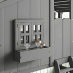 Twin over Twin House Bunk Bed with Roof, Window, Window Box, Door, with Safety Guardrails and Ladder, Grey