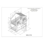 Twin over Twin House Bunk Bed with Roof, Window, Window Box, Door, with Safety Guardrails and Ladder, Grey