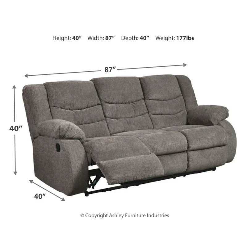 Contemporary Reclining Sofa Gray