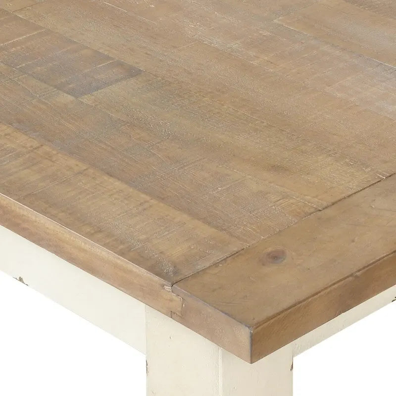 Banc de salle à manger en bois massif chêne vieilli et blanc antique