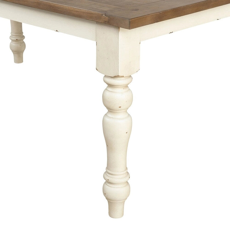 Banc de salle à manger en bois massif chêne vieilli et blanc antique