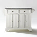 Solid Granite Top Kitchen Island in White Finish - 18d x 51.5w x 36h