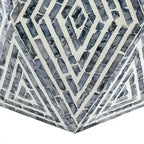 Tabouret d'appoint 18 pouces, design hexagonal, motif losanges, bleu, blanc