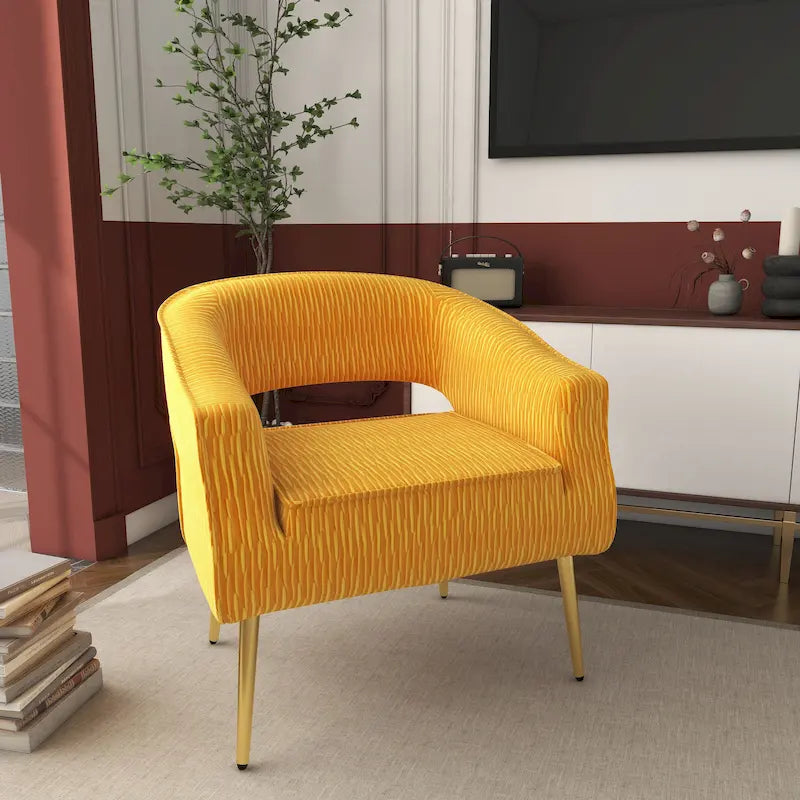 Contemporary Upholstered Ruffle Accent Chair