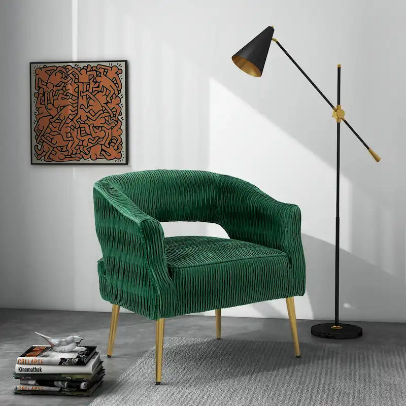 Contemporary Upholstered Ruffle Accent Chair