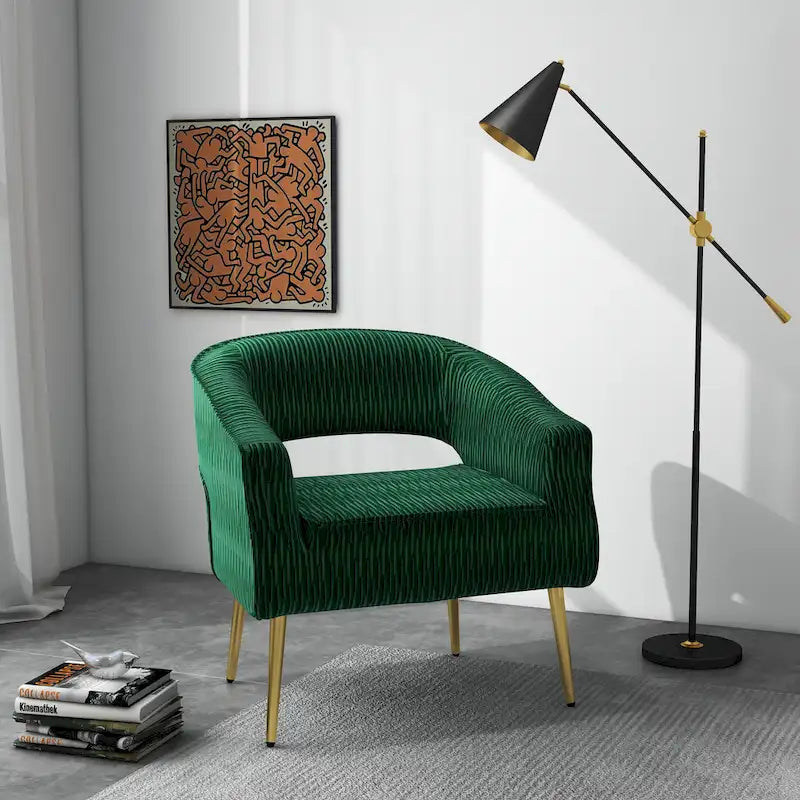 Contemporary Upholstered Ruffle Accent Chair