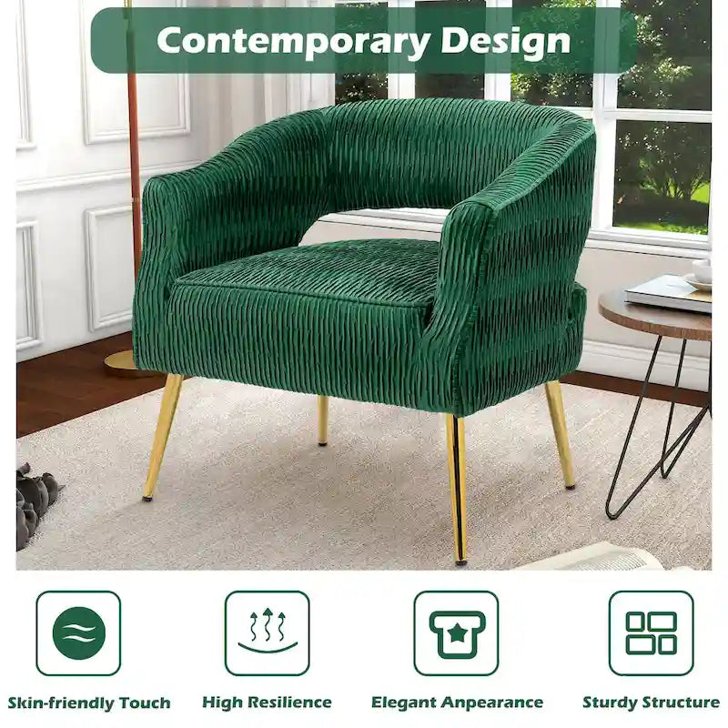 Contemporary Upholstered Ruffle Accent Chair