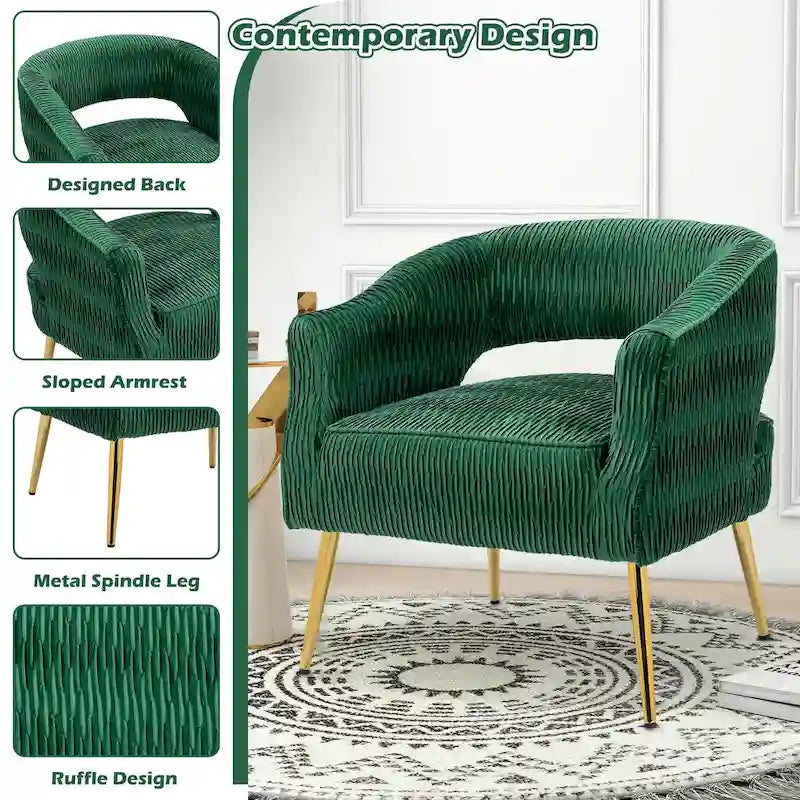 Contemporary Upholstered Ruffle Accent Chair