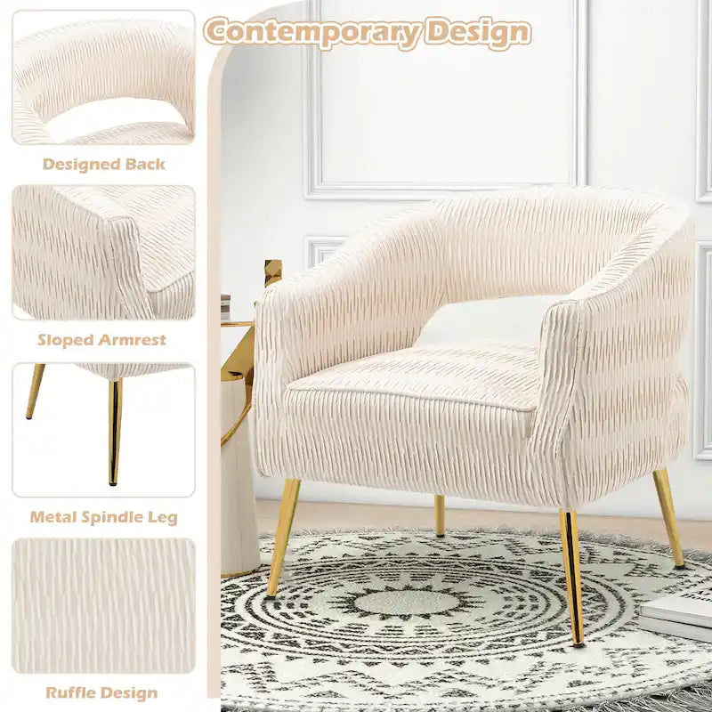 Contemporary Upholstered Ruffle Accent Chair