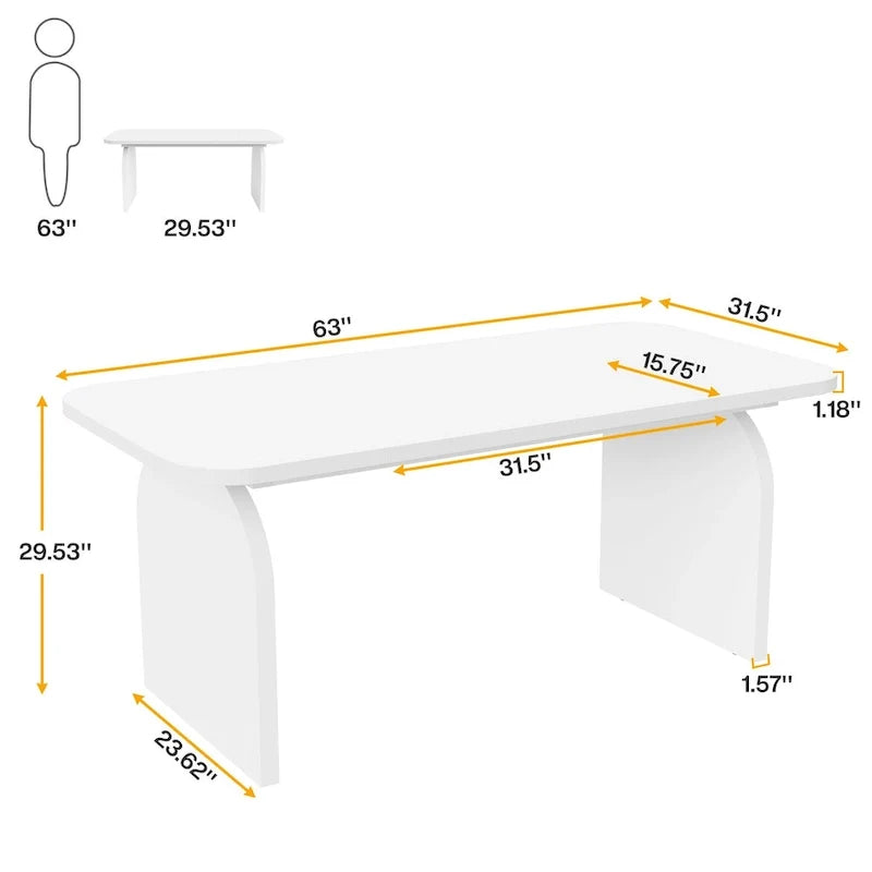63-Inch Executive Desk, Rectangular Large Office Computer Desk Workstation