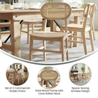 Commercial Cane Rattan Event Chair with Wood Back and Seat