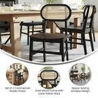 Commercial Cane Rattan Event Chair with Wood Back and Seat