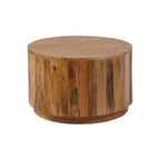 Table basse ronde mi-siècle en placage de noyer