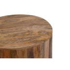 Table basse ronde mi-siècle en placage de noyer