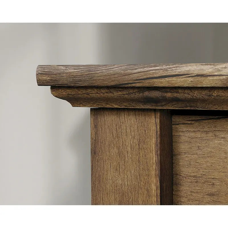 Bureau de direction vintage en chêne avec tablette coulissante pour clavier et tiroirs de classement