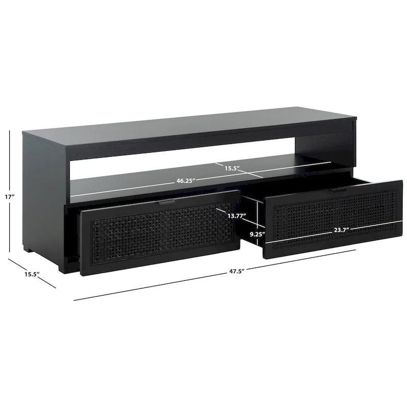 2-Drawer 1-Shelf Entertainment Media Stand (Fits Up To 55 Flatscreen TV) - 48Wx16Dx17H