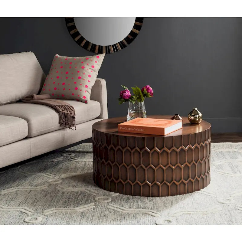 SAFAVIEH Marita Antique Copper Coffee Table - 29 x 29 x 15 - 29Wx29Dx15H