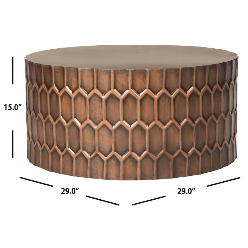 Antique Copper Coffee Table - 29 x 29 x 15 - 29Wx29Dx15H
