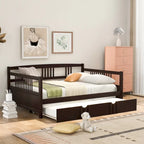 Full Size Daybed Wood Bed with Twin Size Trundle