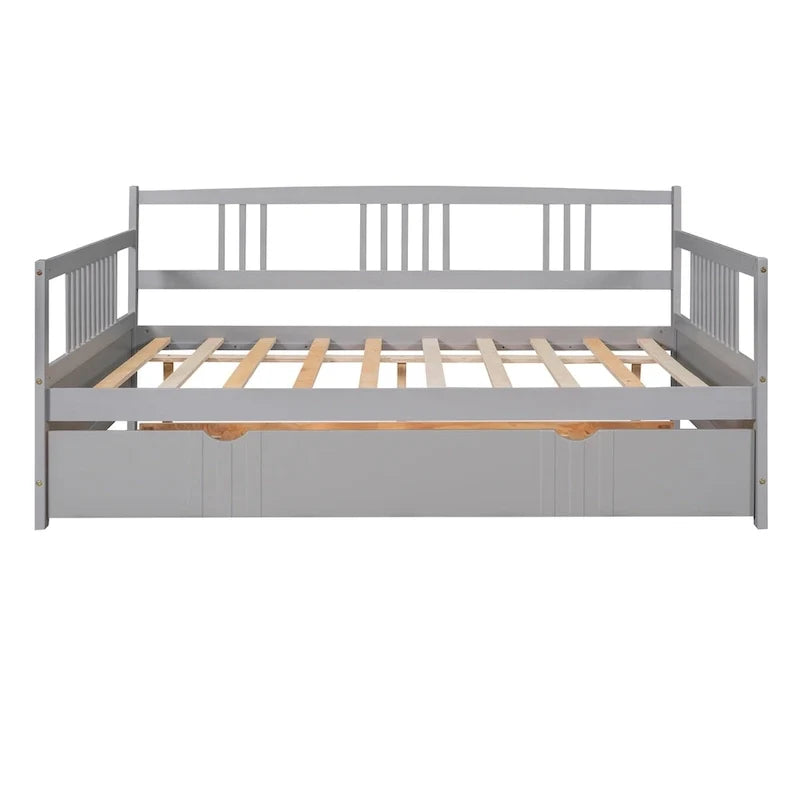 Full Size Daybed Wood Bed with Twin Size Trundle