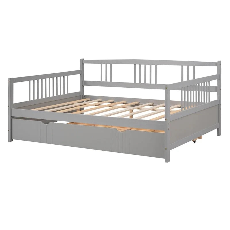 Full Size Daybed Wood Bed with Twin Size Trundle