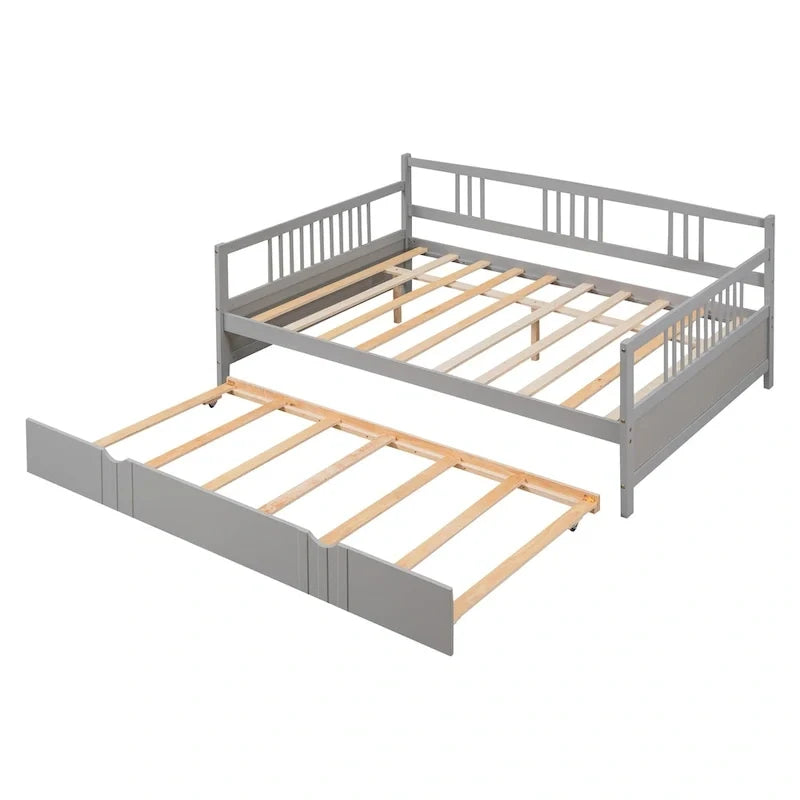 Full Size Daybed Wood Bed with Twin Size Trundle