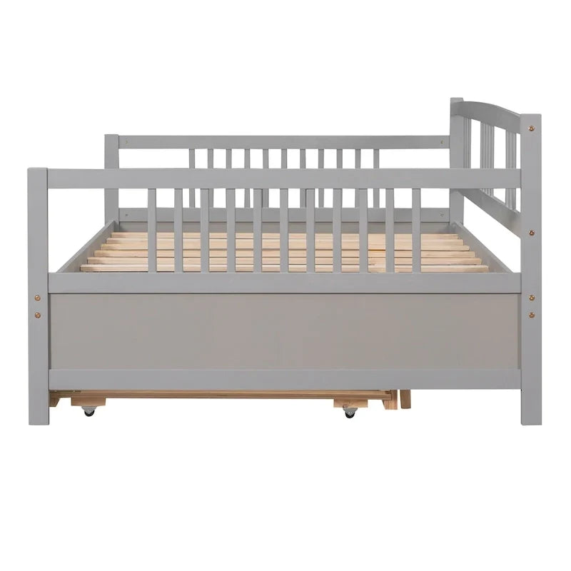 Full Size Daybed Wood Bed with Twin Size Trundle