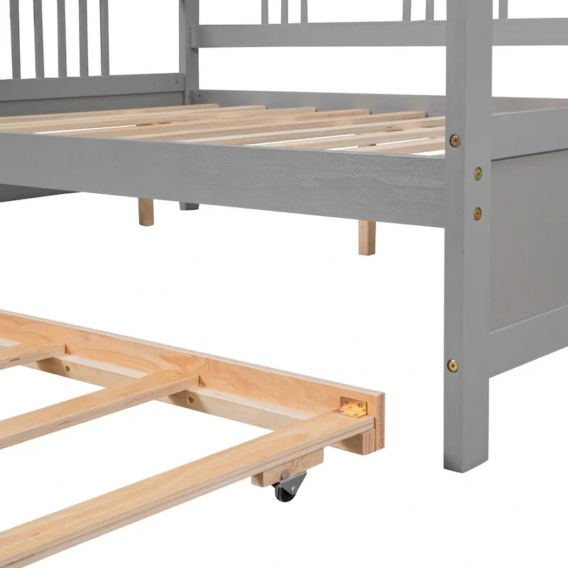 Full Size Daybed Wood Bed with Twin Size Trundle