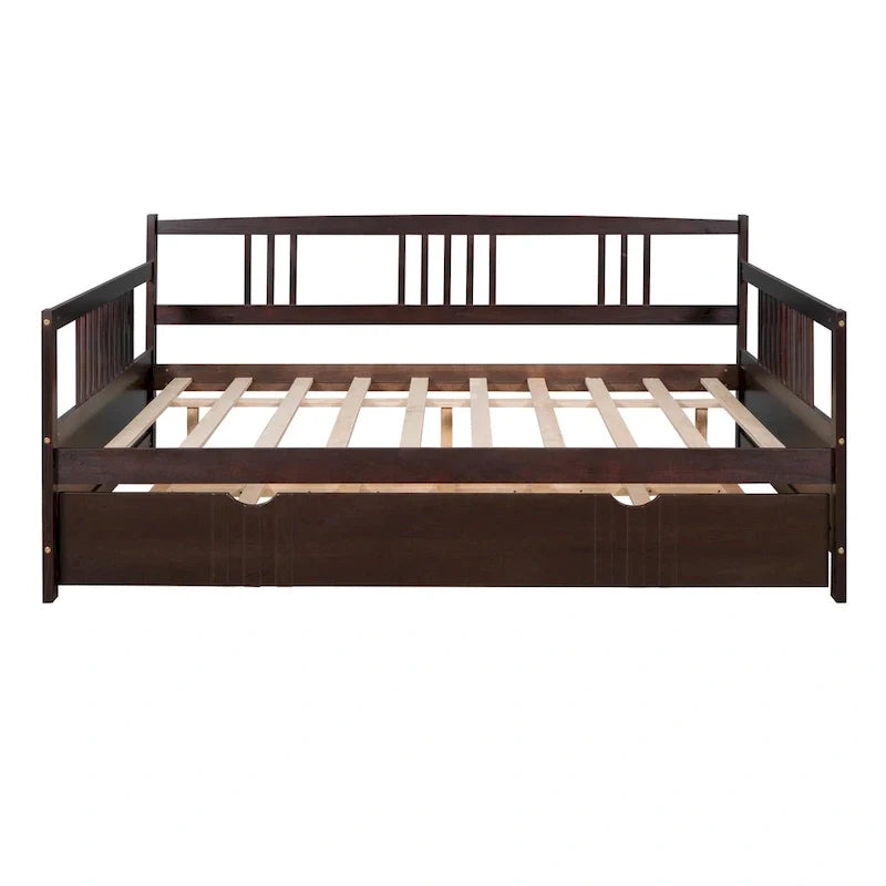 Full Size Daybed Wood Bed with Twin Size Trundle