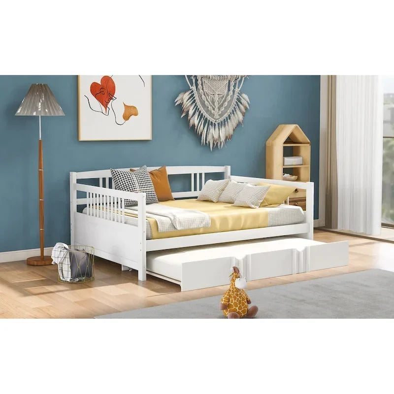 Full Size Daybed Wood Bed with Twin Size Trundle