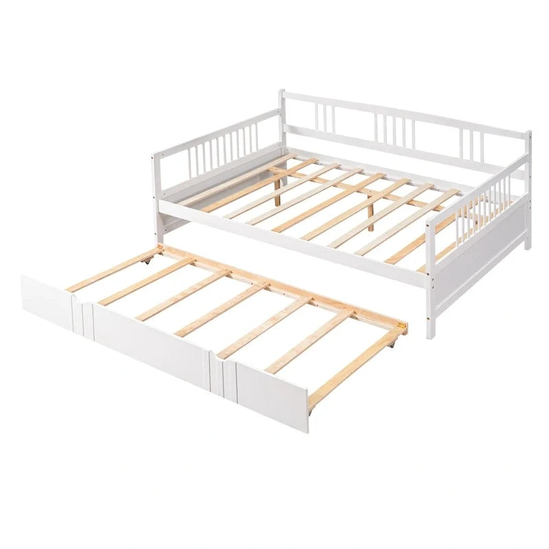 Full Size Daybed Wood Bed with Twin Size Trundle