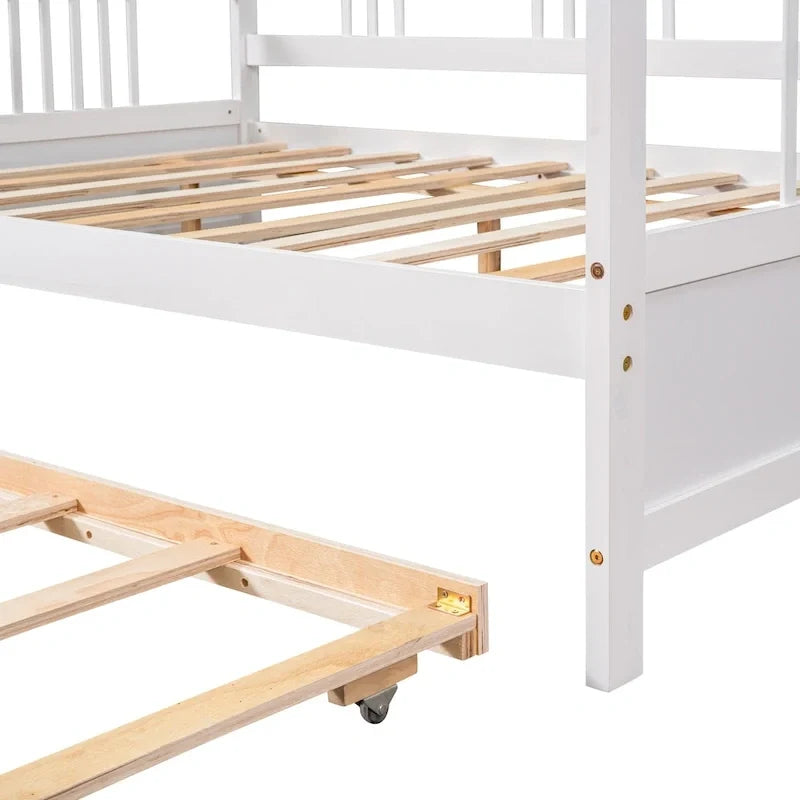 Full Size Daybed Wood Bed with Twin Size Trundle
