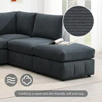 Canapé d'angle moderne 5 places en L, ensemble de canapés sans accoudoirs, poufs, diverses combinaisons, gris foncé