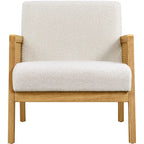 Fauteuil d'appoint moderne rembourré en tissu avec accoudoirs en rotin