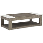 Grayish Brown/White Lift-Top Coffee Table - 56.13 W x 28.25 D x 18.13 H