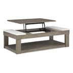 Grayish Brown/White Lift-Top Coffee Table - 56.13 W x 28.25 D x 18.13 H