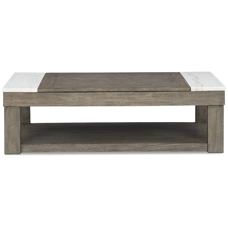Grayish Brown/White Lift-Top Coffee Table - 56.13 W x 28.25 D x 18.13 H