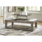 Grayish Brown/White Lift-Top Coffee Table - 56.13 W x 28.25 D x 18.13 H