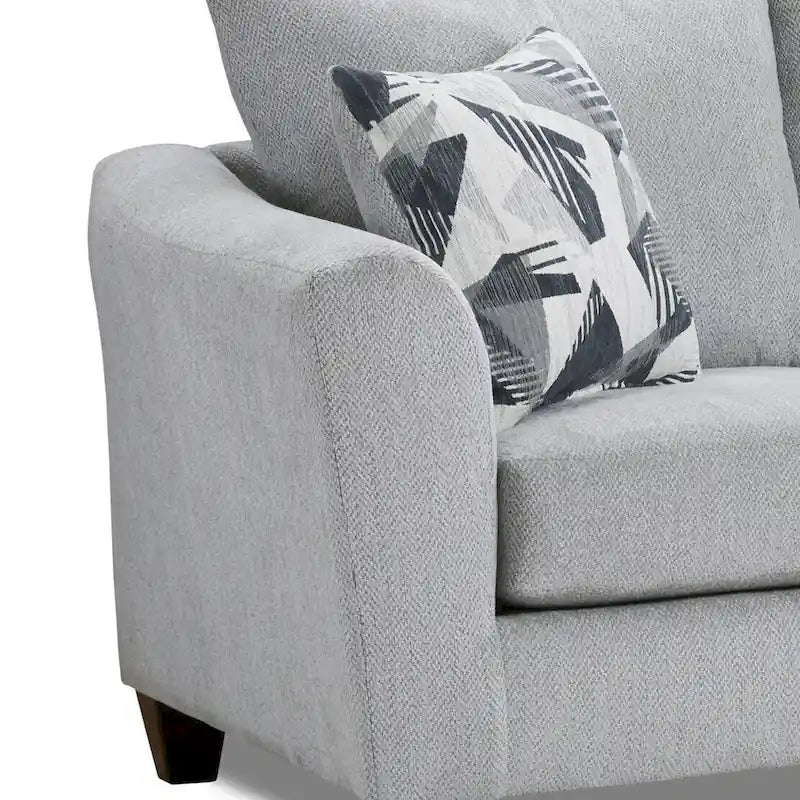 Canapé rembourré en argent à chevrons avec pouf cocktail
