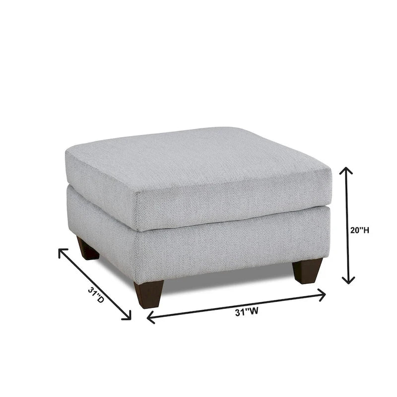 Canapé rembourré en argent à chevrons avec pouf cocktail