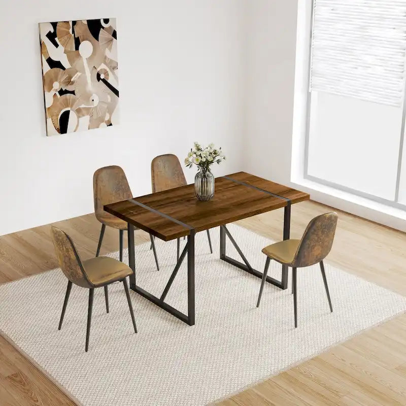 Ensemble de table de cuisine en bois de style Mid-Century pour restaurant, 5 pièces