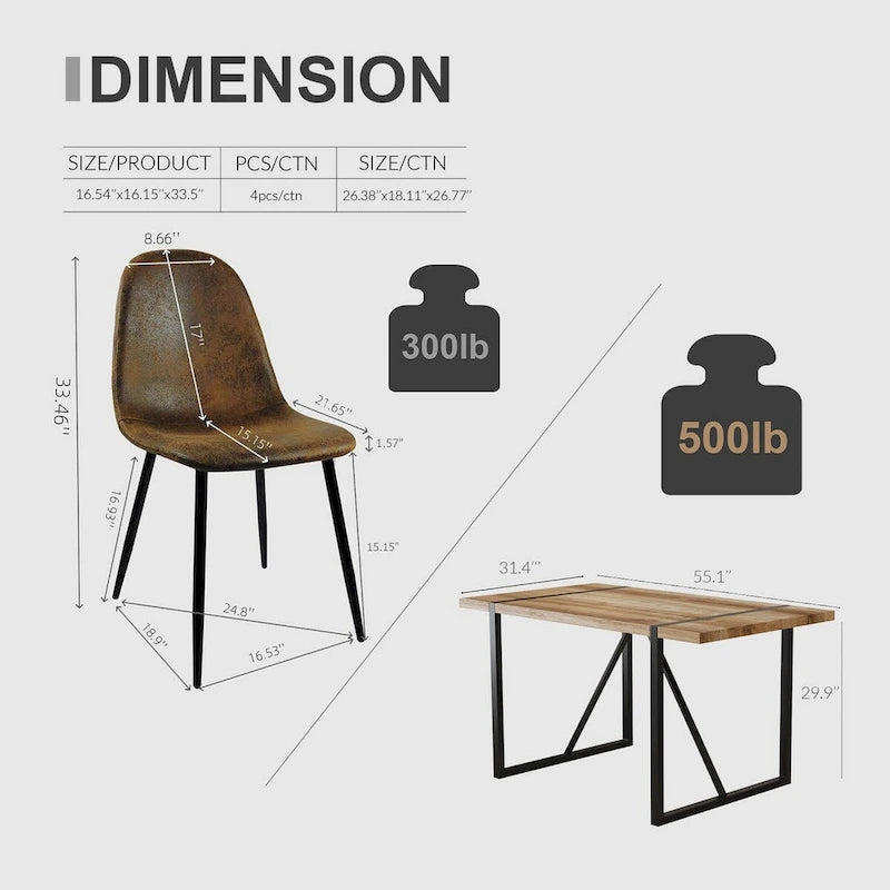 Ensemble de table de cuisine en bois de style Mid-Century pour restaurant, 5 pièces