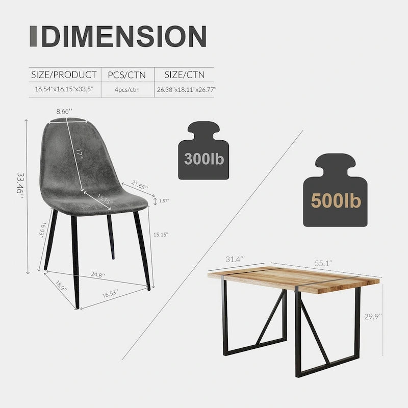 Ensemble de table de cuisine en bois de style Mid-Century pour restaurant, 5 pièces