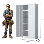 Metal Garage Storage Cabinet Tool Steel with Doors and 4 Shelves
