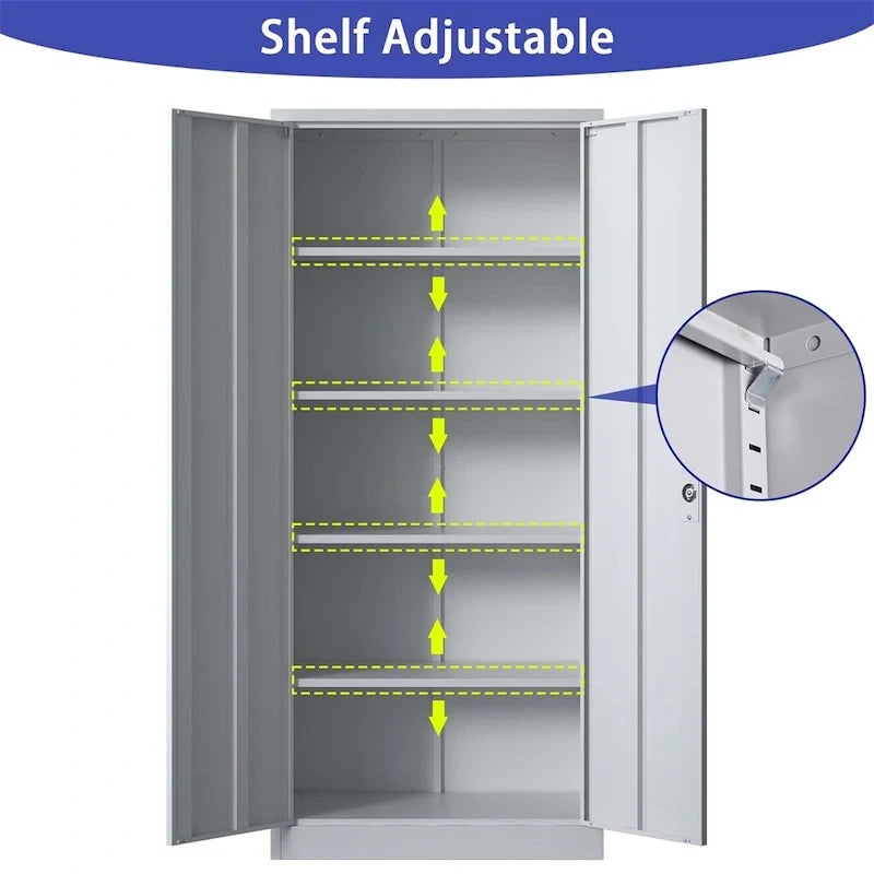 Metal Garage Storage Cabinet Tool Steel with Doors and 4 Shelves