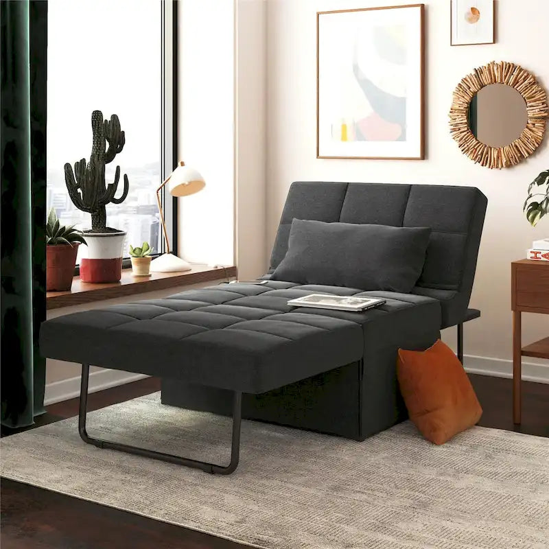 Fauteuil ottoman convertible et lit de repos 4-en-1